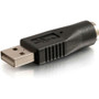 C2G USB Male to PS2 Female Adapter - 1 x Type A Male USB - 1 x Mini-DIN (PS/2) Female Keyboard - Black (Fleet Network)