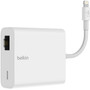 Belkin Ethernet  Power Adapter with Lightning Connector - Lightning - 180 MBs Data Transfer Rate - 1 Ports - 1 - Twisted Pair - - F8J227DSWHT