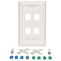 Tripp Lite White Keystone Faceplate - 4 Ports - 4 x Socket(s) - 1-gang - White - TAA Compliant (N042-001-04-WH)