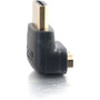 C2G HDMI Male to HDMI Female 90&deg; Adapter - 1 x Type A Male Digital Audio/Video - 1 x Type A Female Digital Audio/Video - Gold - (40999)