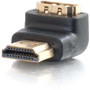 C2G HDMI Male to HDMI Female 90&deg; Adapter - 1 x Type A Male Digital Audio/Video - 1 x Type A Female Digital Audio/Video - Gold - (40999)