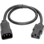 Tripp Lite 2ft Computer Power Cord Extension Cable C14 to C13 10A 18AWG 2' - 100 V AC / 10 A, 250 V AC - Black (P004-002)