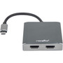 Rocstor Premium USB-C to Dual DisplayPort Adapter - 4K 60Hz - Mac and Windows Compatible - 1 Pack - USB Type C - 2 x HDMI HDMI Y10A203-A1