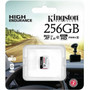 Kingston High Endurance 256 GB Class 10UHS-I U1 microSDXC - 1 Pack - 95 MBs Read - 45 MBs Write - 3 Year Warranty SDCE256GB
