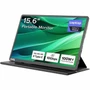 Plugable USB C Portable Monitor 156 Inch 100W Pass-Through Charging for Your Laptop Smartphone Tablet - 3x USB-C 10Gbps FHD IPS with USBC-PDMON
