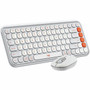 Logitech POP Icon Combo Keyboard  Mouse - Wireless Bluetooth 51 Keyboard - Off White Orange - Wireless Bluetooth Mouse - 4 Button - 920-013104