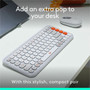 Logitech POP Icon Combo Keyboard  Mouse - Wireless Bluetooth 51 Keyboard - Off White Orange - Wireless Bluetooth Mouse - 4 Button - 920-013104