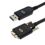 USB 31 Type A Male to Micro-B Male AOC Drag Chain Cable with Thumbscrews - 10Gbps - 800mA - Black - 5m