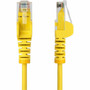 StarTechcom 1ft Yellow Slim CAT6 Ethernet Cable Slim Snagless RJ45 UTP LSZH 28AWG Bare Copper Slim Network Patch Cord Fluke - N6PAT1YLS