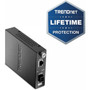 TRENDnet Intelligent Fiber Media Converter 1000Base-T to 1000Base-LX Dual Wavelength Single Mode SC Fiber 40 km  2485 milesFiber TFC-1000S40D3