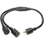 Tripp Lite 1ft Power Cord Y Splitter Cable L6-20P to 2xL6-20R for PDUUPS 20A 10AWG 1 - 220 V AC  20 A - Black - 1 ft 030 m Cord P039-001-2