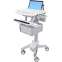 Ergotron StyleView Laptop Cart 2 Tall Drawers 2x1 - 2 Drawer - PushPull Handle - 907 kg Capacity - 4 Casters - Plastic Aluminum SV43-11C0-0