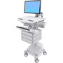 Ergotron StyleView Cart with LCD Arm SLA Powered 3 Drawers 1x3 - Up to 24 60960 mm Screen Support - 3704 lb 16800 g Load - SV44-1231-1