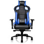 Tt eSPORTS GT Fit F100 Gaming Chair - For Game - Foam Steel Metal Polyvinyl Chloride PVC Aluminum Faux Leather - Black Blue GC-GTF-BLMFDL-01