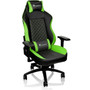 Tt eSPORTS GT Comfort Gaming Chair - For Game - Foam Aluminum Steel Polyvinyl Chloride PVC Faux Leather Metal - Black Green GC-GTC-BGLFDL-01