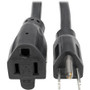 Tripp Lite 10ft Power Cord Extension Cable 5-15P to 5-15R Heavy Duty 15A 14AWG 10' - 14 Gauge - 120 V AC / 15 A - Black (Fleet Network)