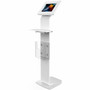 CTA Digital Premium Locking Floor Stand Kiosk with Universal Security Enclosure Keyboard Tray and Storage Compartment White - Up - PAD-PARAFWK