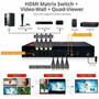 SIIG 4x4 HDMI 4K60Hz Matrix with Quad-Viewer  VideoWall - 4K - 1080p - Optical Fiber - 4 x 4 - Display Computer Gaming Console TV CE-H27Q11-S1