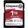 Kingston Canvas React Plus 1 TB Class 10UHS-II U3 V60 SDXC - 280 MBs Read - 150 MBs Write SDR2V61TB