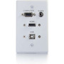 C2G HDMI, VGA, 3.5mm Audio And USB Pass Through Single Gang Wall Plate - White - 1-gang - White - 1 x HDMI Port(s) - 1 x Mini-phone - (Fleet Network)