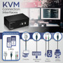 TRENDnet 2 Port Dual Monitor DVI KVM Switch With Audio And USB 2.0 Hub For Display Workstations Resolutions Digital Analog To Up TK-232DV