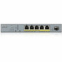 ZyXEL GS1350-6HP 5-Port Gigabit Smart Managed PoE+ Switch with 60W Budget - 1 SFP Slot & Wall Mount