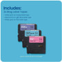 Brother P-touch Label Tape - 15/32" (12 mm) Width x 13 1/8 ft (4 m) Length - White on Purple, Black on Light Blue, White on Pink - - - (BTAG3M02)