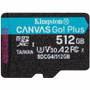 Kingston Canvas Go! Plus 512 GB Class 10/UHS-I (U3) V30 microSDXC - 1 Pack - 200 MB/s Read - 160 MB/s Write - Lifetime Warranty (Fleet Network)