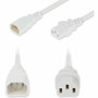 AddOn 8ft C14 Male to C13 Female Standard Commercial 18 AWG 250V at 10A PVC SJT (Service Junior Thermoplastic) White Power Cable - 18 (Fleet Network)
