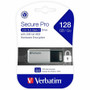 Verbatim 128GB Store 'n' Go Secure Pro USB 3.0 Flash Drive - 128 GB - USB 3.0 - Silver - 256-bit AES - Lifetime Warranty - 1 Each (70057)