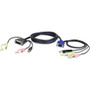 ATEN 1.8M USB VGA to DVI-A KVM Cable with Audio - 5.9 ft KVM Cable for KVM Switch, PC - First End: 1 x USB Type A - Male, 1 x Stereo - (Fleet Network)