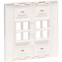 Tripp Lite series 8-Port Keystone Double-Gang Faceplate, White, TAA - 8 x Total Number of Socket(s) - 2-gang - White - Polycarbonate - (N080-208)