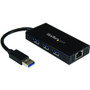 StarTech.com USB 3.0 Hub with Gigabit Ethernet Adapter - 3 Port - NIC - USB Network / LAN Adapter - Windows & Mac Compatible - Add 3 a (Fleet Network)