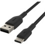 Belkin Braided USB-C to USB-A Cable (1m / 3.3ft, Black) - 3.3 ft (1.01 m) USB-C/USB-A Data Transfer Cable for Smartphone, Tablet, Pro, (CAB002BT1MBK)