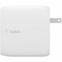 Belkin BoostCharge Dual USB-C Power Delivery GaN Wall Charger 68W Laptop Chromebook Charging - Power Adapter - 68 W (WCH003DQWH)