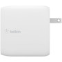 Belkin WCH003DQ2MWH-B6 BoostCharge Dual USB-C GaN Wall Charger 68W with 6. 6 ft Cable - White AC Adapter