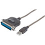 Manhattan USB to Parallel Printer Converter - 5.9 ft (1.80 m) Centronics/USB Data Transfer Cable for Notebook, Printer, Computer - 1 x (Fleet Network)