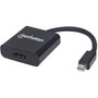 Manhattan Mini DisplayPort 1.2a to HDMI Adapter Cable, 4K@60Hz, Active, 19.5cm, Male to Female, Black, Three Year Warranty, Polybag - (Fleet Network)
