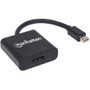 Manhattan Mini DisplayPort To HDMI Active Adapter Cable Male Female Black 4K Compatible Three Year Warranty Polybag 152570