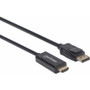 Manhattan 4K 60Hz DisplayPort to HDMI Cable - 5.9 ft (1.80 m) DisplayPort/HDMI A/V Cable for Notebook, Desktop Computer, Display, - - (153201)