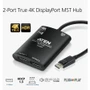 ATEN 2 Port True 4K DisplayPort MST Hub Metal Aluminum Design For Dual Monitor Setup USB VS92DP