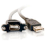 C2G USB 2.0 Panel Mount Cable - Type A Male USB - Type A Female USB - 0.61m - Black (28063)