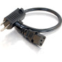 C2G 30538 3ft 16 AWG Universal Power Cord with Extra Outlet - Black - Lifetime Warranty