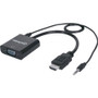 Manhattan HDMI to VGA Converter - 1 x DB-15 Female VGA - 1 x Mini-phone Female Audio, 1 x Female Micro USB - Nickel Connector (Fleet Network)
