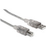 Manhattan Hi-Speed USB 2.0 A Male to B Male Device Cable, 10', Translucent Silver - 9.8 ft (3 m) USB Data Transfer Cable for Network - (340458)