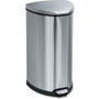 Safco Hands-free Step-on Stainless Receptacle - 37.85 L Capacity - 27" (685.80 mm) Height x 14" (355.60 mm) Width x 14" (355.60 mm) - (Fleet Network)