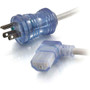 C2G 12ft 16 AWG Hospital Grade Power Cord (NEMA 5-15P to IEC320C13R) - Gray with Clear Connectors - For Computer, Monitor, Printer, - (Fleet Network)