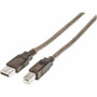 Manhattan USB-A to USB-B Cable, 11m, Male to Male, Active, 480 Mbps (USB 2.0), Built In Repeater, Hi-Speed USB, Translucent Silver, - (Fleet Network)