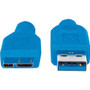 Manhattan SuperSpeed USB 3.0 A Male to Micro-B SuperSpeed Male Device Cable, 5 Gbps, 6 ft (2m), Blue - 6.6 ft (2 m) Micro-USB/USB Data (Fleet Network)