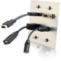 C2G HDMI, VGA, 3.5mm and USB Pass Through Double Gang Wall Plate - Aluminum - 2-gang - Wall Mount - Aluminum - Aluminum - 1 x HDMI - 1 (39703)